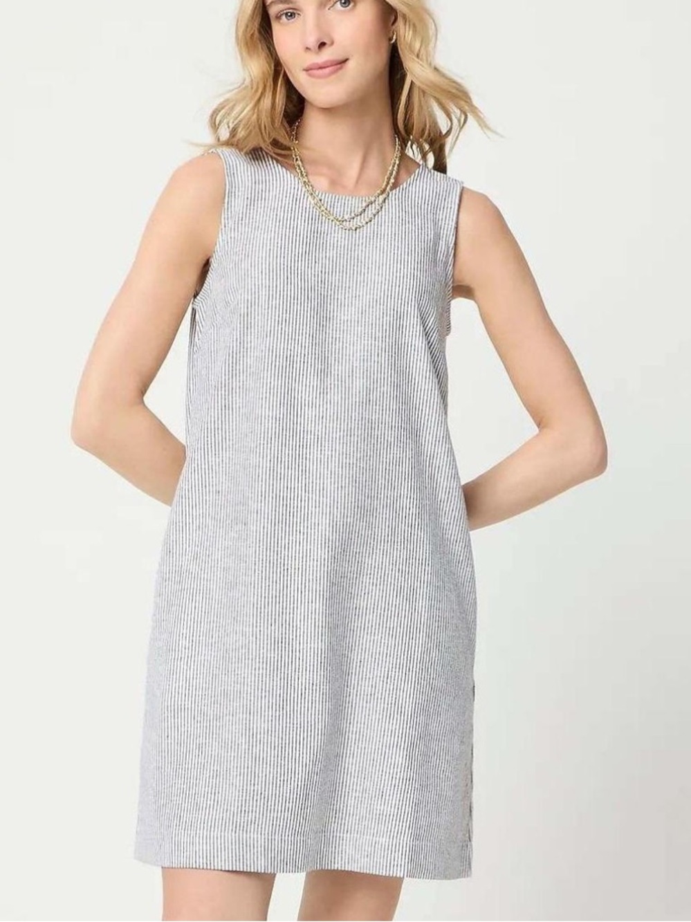 J. Crew Striped Linen Blend Sleeveless Mini Dress Women’s 6
